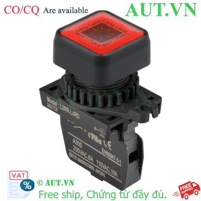 Công tắc nút nhấn Autonics L2RR-L4RD - Đèn LED Đỏ, Lỗ 22/25mm, 12-24V AC/DC