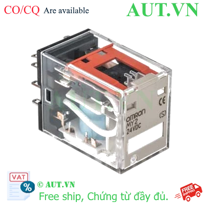 Rơ le trung gian Omron MY2 DC24 (S) 8 Chân Dẹt: 24VDC, 10A, Bền Bỉ Chính Hãng AUT VN