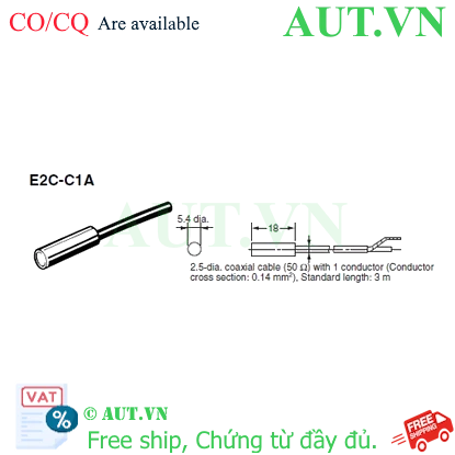 Cảm biến tiệm cận Omron E2C-C1A 3M - Siêu nhỏ 5.4mm, Chống dầu IP67, Độ chính xác cực cao