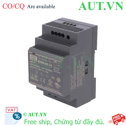 Bộ nguồn 24V 60W Mean Well HDR-60-24 siêu mỏng | AUT VN