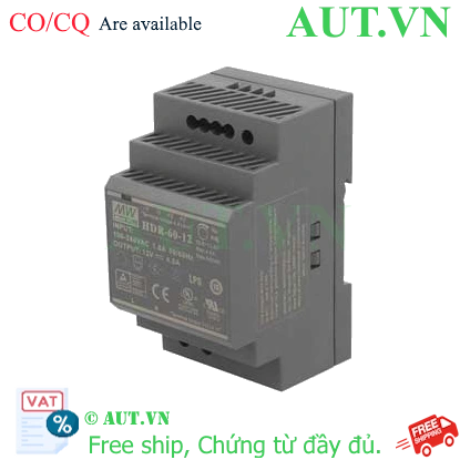 Bộ Nguồn Mean Well HDR-60-12 12V 4.5A 60W - Siêu Mỏng, Lắp Thanh Ray DIN