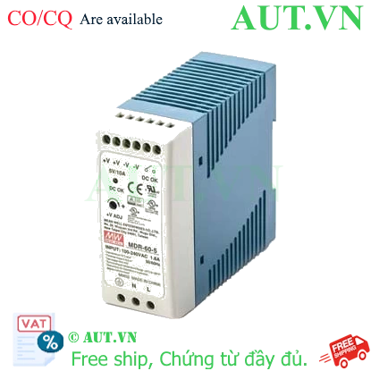Bộ nguồn Mean Well MDR-60-5 | 5V 10A 50W Din Rail