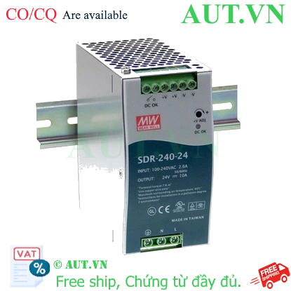 Bộ Nguồn MEAN WELL SDR-240-24 (24V-10A-240W) | DIN Rail, Hiệu Suất 94%