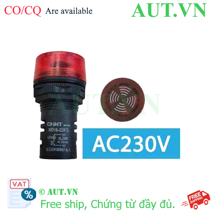 Đèn báo còi hú cảnh báo CHINT ND16-22FS 230V AC - Đỏ (Kết hợp Cảm biến nhiệt độ và độ ẩm)