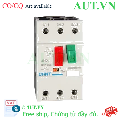 CB bảo vệ động cơ NS2-80B 25A-40A Chint - 3P, 25-40A, 50kA