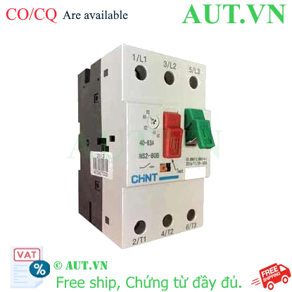 CB bảo vệ động cơ NS2-80B 40A-63A Chint - 3P, 25-40A, 50kA