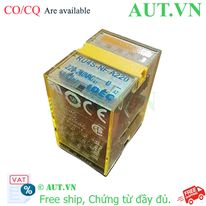 Rơ le Trung gian IDEC RU4S-NF-A220 | 4PDT, 220VAC, Tiếp điểm Mạ Vàng Chống Oxy hóa - AUT VN