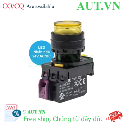 Nút nhấn có đèn IDEC YW1L-M2E01Q4Y 24V màu Vàng, Phi 22mm