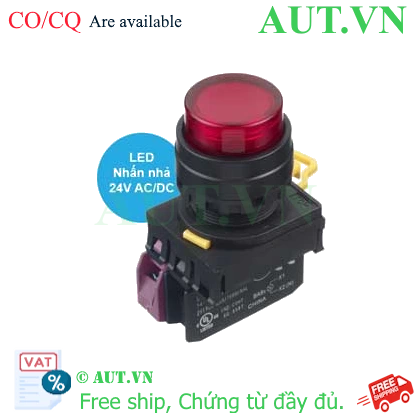 Nút nhấn có đèn IDEC YW1L-M2E01Q4R, D22mm, 1NC - Đỏ