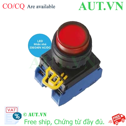 Công tắc nhấn nhả IDEC YW1L-M2E20QM3R màu đỏ, có đèn, D22