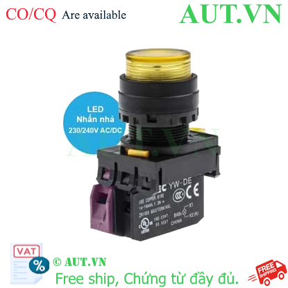 Nút Nhấn Nhả Có Đèn IDEC YW1L-M2E01QM3Y 220VAC Vàng