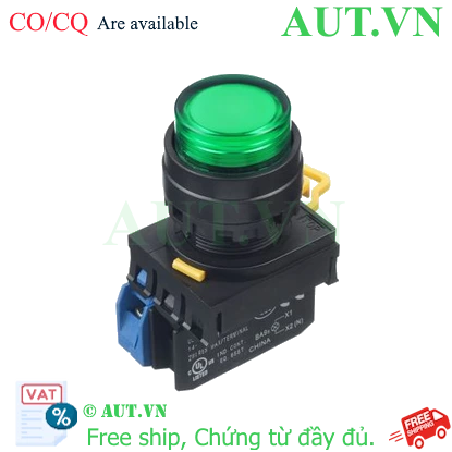 Nút nhấn giữ IDEC YW1L-A2E10Q4G, 24VAC/DC, 1NO, Màu xanh