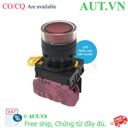 Nút nhấn nhả có đèn IDEC YW1L-MF2E01Q4R 24VAC/DC D22 1NC (Đỏ)
