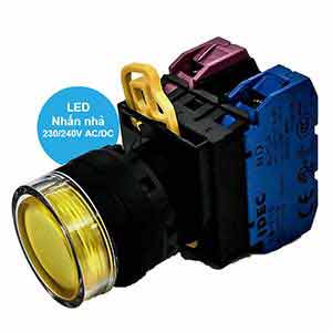 Nút nhấn có đèn IDEC YW1L-MF2E11QM3Y 22mm Nhấn nhả Màu vàng