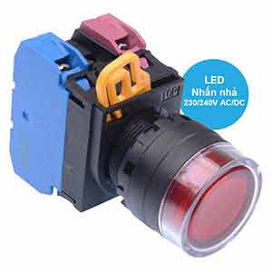 Nút nhấn có đèn IDEC YW1L-MF2E11QM3R (Đỏ, 220VAC, D22, 1NO+1NC) - AUT VN