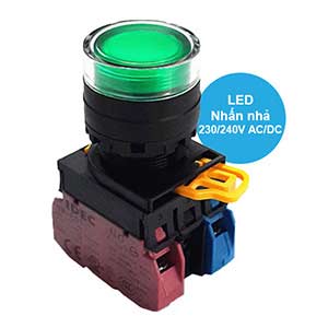 Nút Nhấn Nhả Có Đèn IDEC YW1L-MF2E11QM3G Phi 22mm 230VAC Xanh Lá - AUT VN