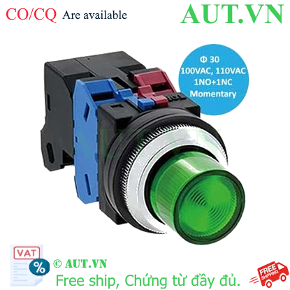 Công Tắc Nút Nhấn Nhả Có Đèn IDEC ALN22611DNG (Xanh Lá, Φ30) - AUT VN