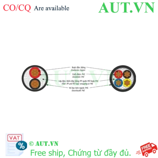 Ảnh của Dây cáp điện (Cu/PVC/PVC) CADIVI CVV-2x6 Sqmm .