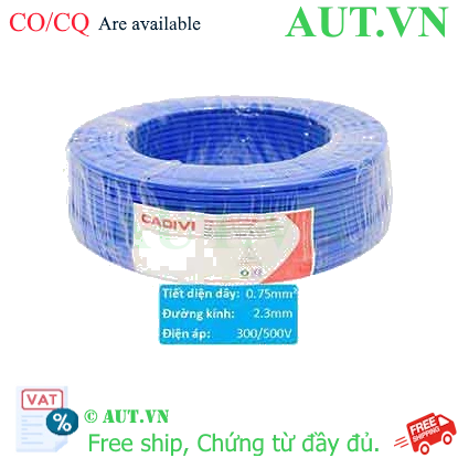 Ảnh của Dây điện cách điện PVC CADIVI VCm-0.75 (1x24/0.20)-300/500V-B 