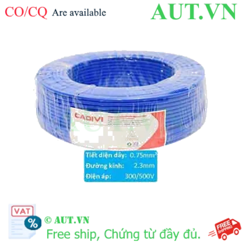 Ảnh của Dây điện cách điện PVC CADIVI VCm-0.75 (1x24/0.20)-300/500V-B 