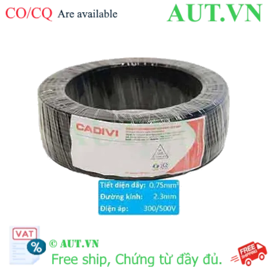 Ảnh của Dây điện cách điện PVC CADIVI VCm-0.75 (1x24/0.20)-300/500V-BL 