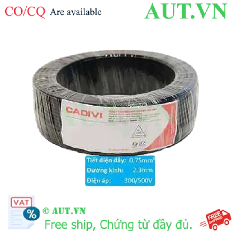 Ảnh của Dây điện cách điện PVC CADIVI VCm-0.75 (1x24/0.20)-300/500V-BL 