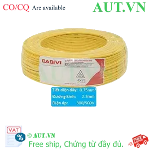 Ảnh của Dây điện cách điện PVC CADIVI VCm-0.75 (1x24/0.20)-300/500V-Y 