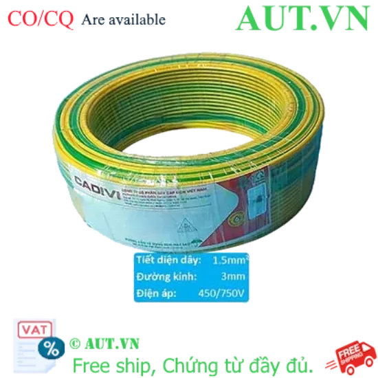 Ảnh của Dây điện cách điện PVC CADIVI VCm-1.5 (1x30/0.25)-450/750V-E 