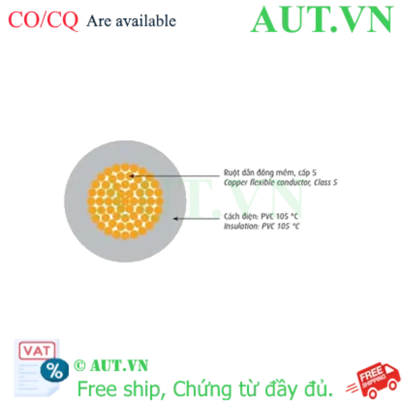 Ảnh của Dây điện cách điện PVC CADIVI VCm-10 (1x77/0.40)-0.6/1kV-B 