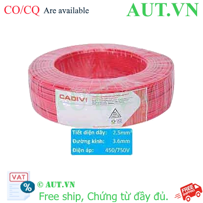 Ảnh của Dây điện cách điện PVC CADIVI VCm-2.5 (1x50/0.25)-450/750V-R 