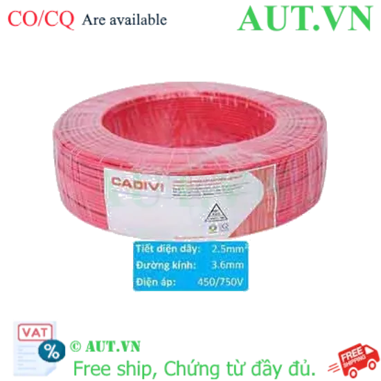 Ảnh của Dây điện cách điện PVC CADIVI VCm-2.5 (1x50/0.25)-450/750V-R 