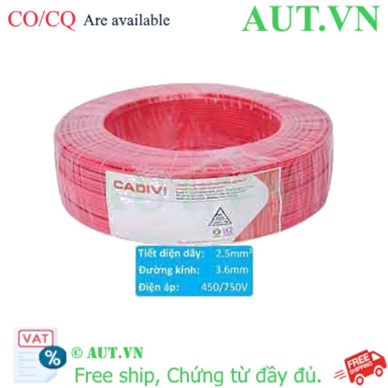 Ảnh của Dây điện cách điện PVC CADIVI VCm-2.5 (1x50/0.25)-450/750V-R 