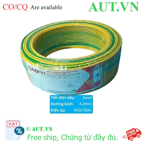 Ảnh của Dây điện cách điện PVC CADIVI Vcm-4 (1x56/0.30)-450/750V-E 