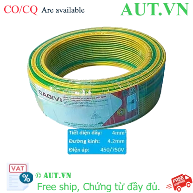 Ảnh của Dây điện cách điện PVC CADIVI Vcm-4 (1x56/0.30)-450/750V-E 