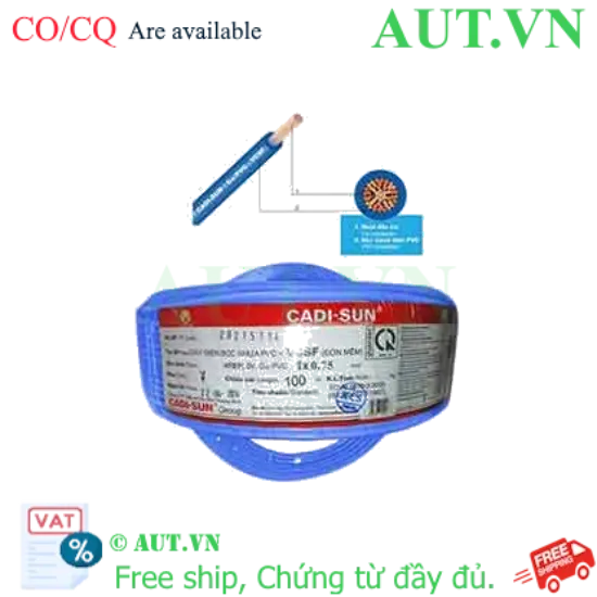 Ảnh của Dây điện đơn mềm ruột đồng CADISUN VCSF 1x0.75-BL 