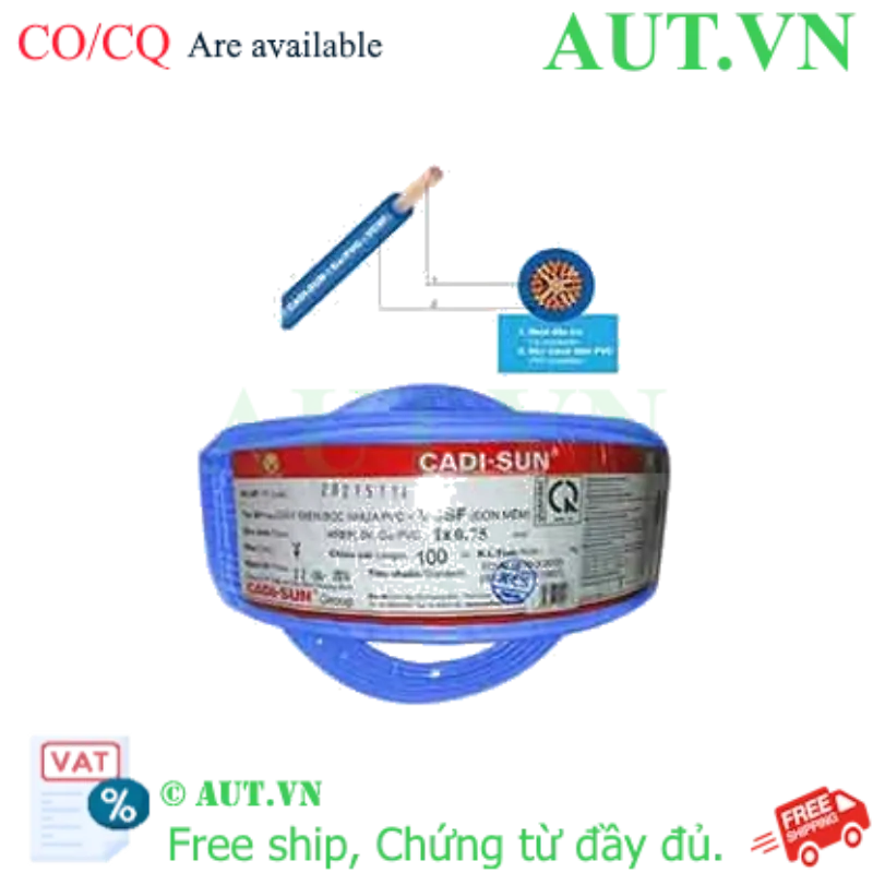 Ảnh của Dây điện đơn mềm ruột đồng CADISUN VCSF 1x0.75-BL 