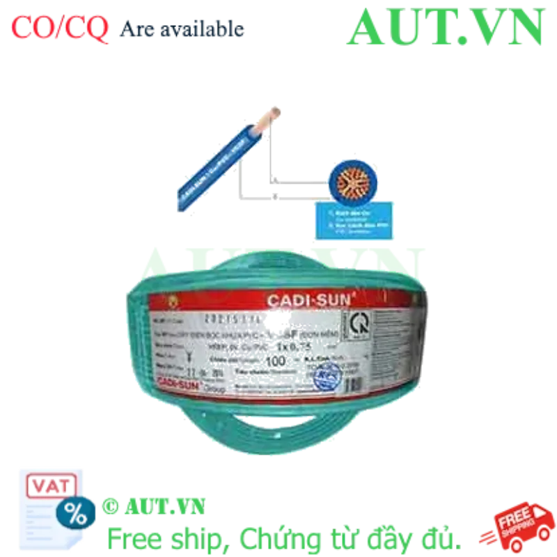 Ảnh của Dây điện đơn mềm ruột đồng CADISUN VCSF 1x0.75-G 