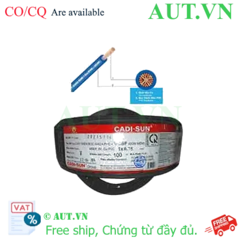 Ảnh của Dây điện đơn mềm ruột đồng CADISUN VCSF 1x0.75-B 