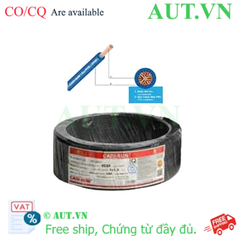 Ảnh của Dây điện đơn mềm ruột đồng CADISUN VCSF 1x1.5-B 