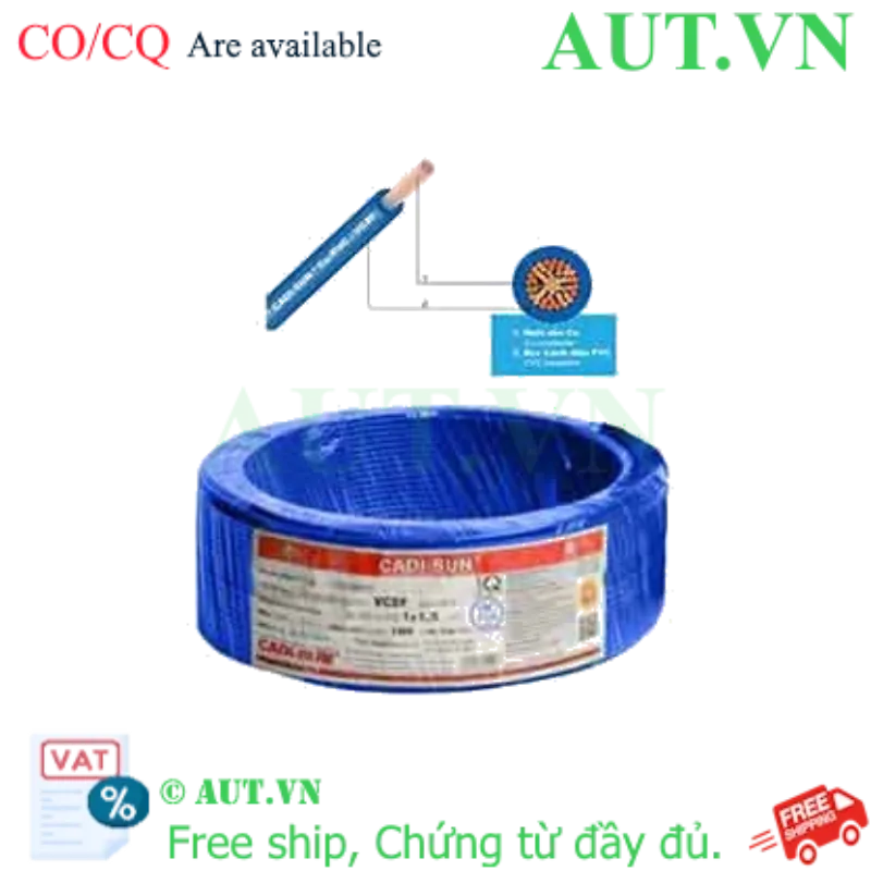 Ảnh của Dây điện đơn mềm ruột đồng CADISUN VCSF 1x1.5-BL 