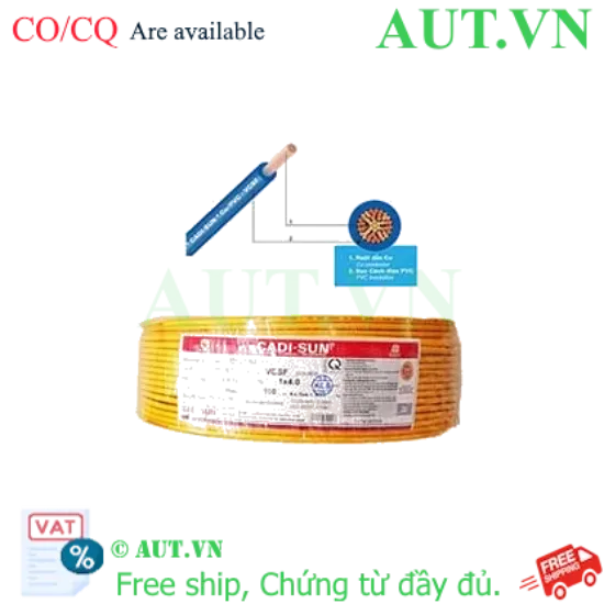 Ảnh của Dây điện đơn mềm ruột đồng CADISUN VCSF 1x4.0-Y 
