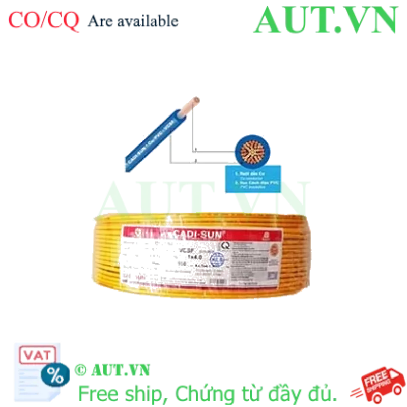 Ảnh của Dây điện đơn mềm ruột đồng CADISUN VCSF 1x4.0-Y 