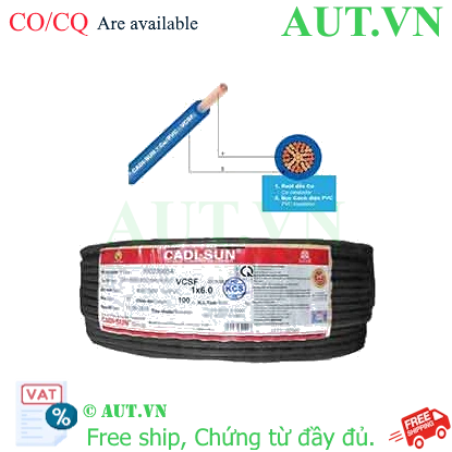 Ảnh của Dây điện đơn mềm ruột đồng CADISUN VCSF 1x6.0-B 