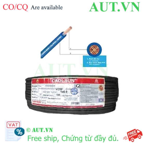 Ảnh của Dây điện đơn mềm ruột đồng CADISUN VCSF 1x6.0-B 