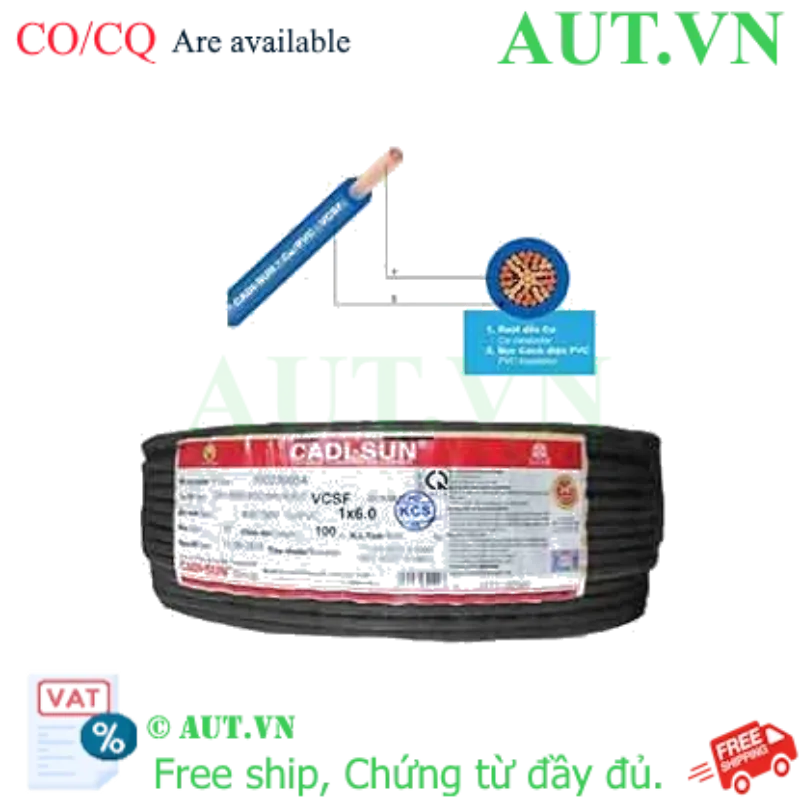 Ảnh của Dây điện đơn mềm ruột đồng CADISUN VCSF 1x6.0-B 