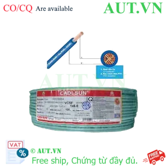 Ảnh của Dây điện đơn mềm ruột đồng CADISUN VCSF 1x6.0-G 