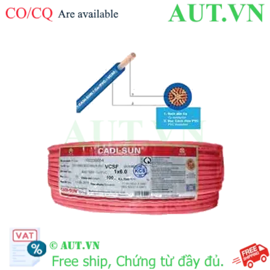 Ảnh của Dây điện đơn mềm ruột đồng CADISUN VCSF 1x6.0-R 