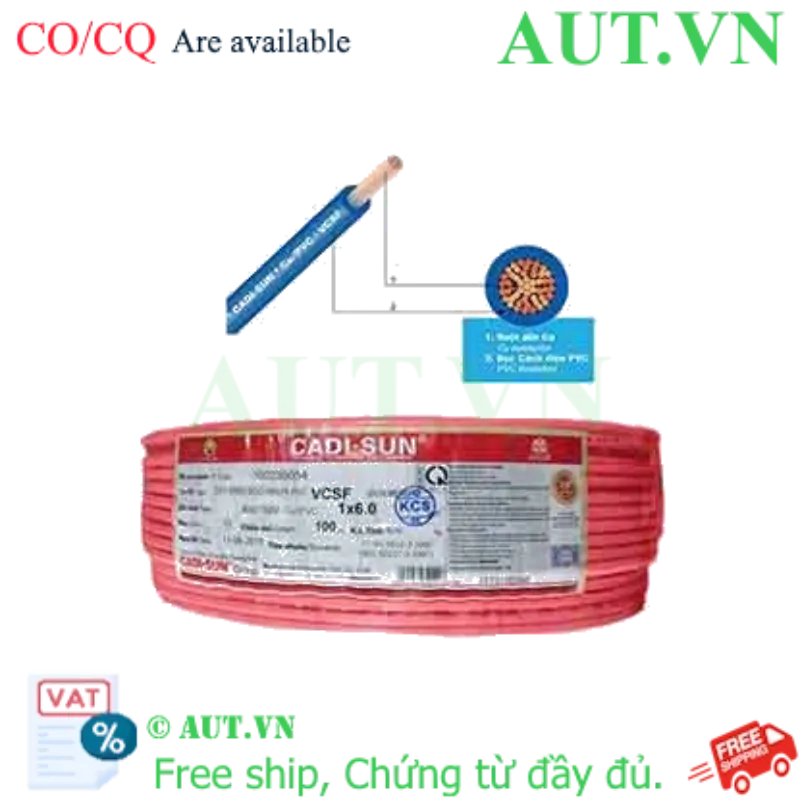 Ảnh của Dây điện đơn mềm ruột đồng CADISUN VCSF 1x6.0-R 