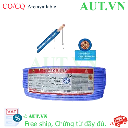 Ảnh của Dây điện đơn mềm ruột đồng CADISUN VCSF 1x6.0-BL 