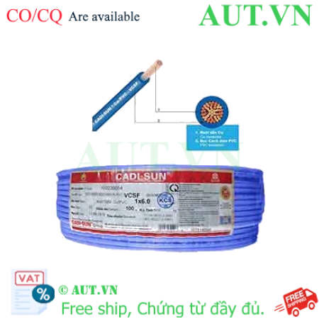 Ảnh của Dây điện đơn mềm ruột đồng CADISUN VCSF 1x6.0-BL 
